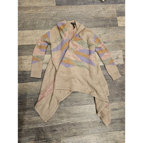 Lauren ralph lauren open cardigan drapey beige pink tribal small medium knit* - Picture 3 of 10
